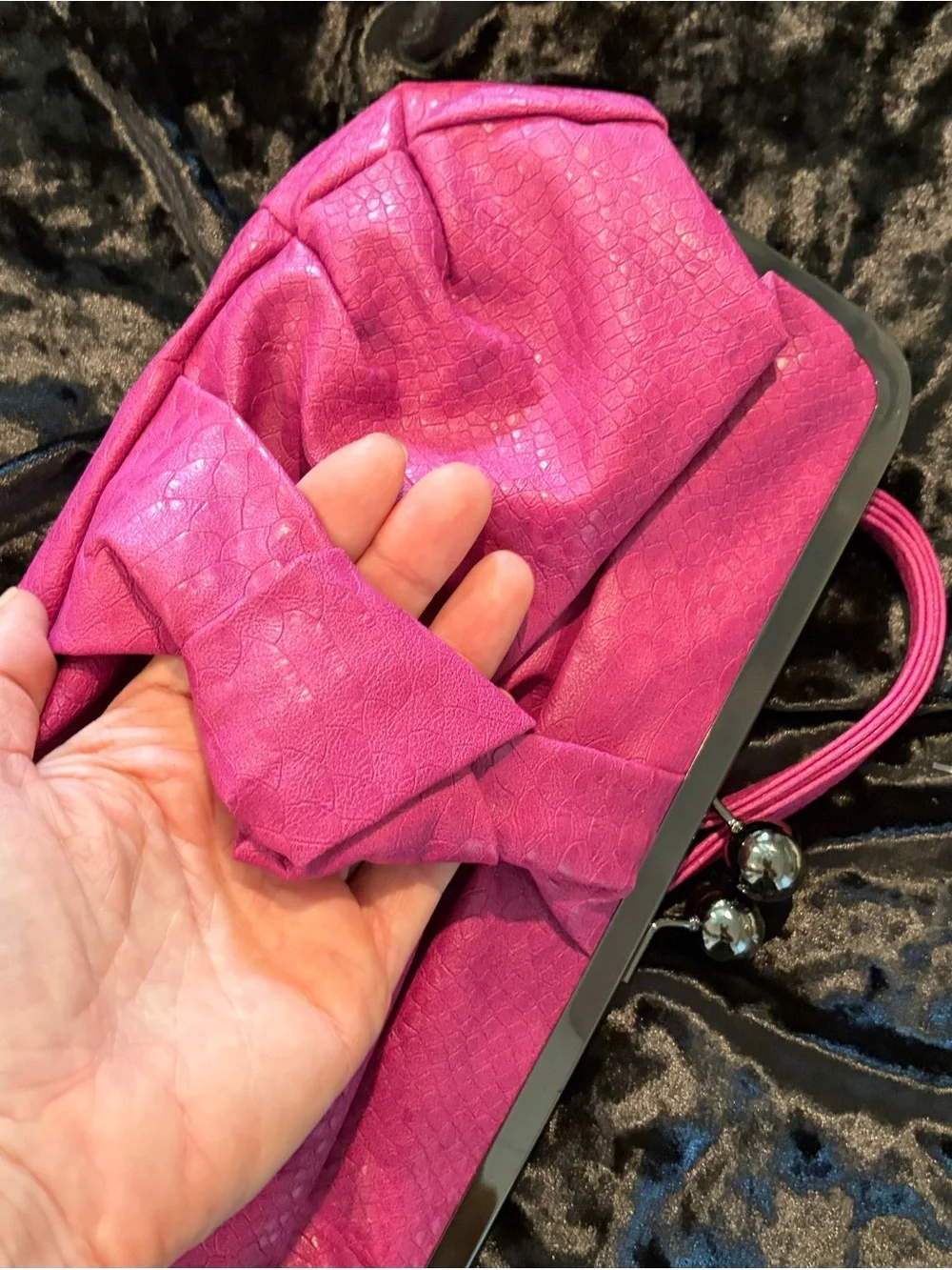 Jessica Simpson Pink Snake Embossed Kiss-Lock Purse Clutch